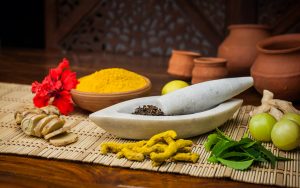 table filled with traditional foods